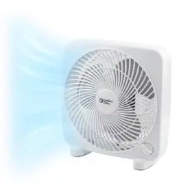 Comfort Zone 445035661629 9 Inch White Box Fan With 2-speed Front Control