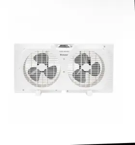525226 Comfort Zone Twin Window Fan Individual 180 Degree Rotating Heads 9 Inches