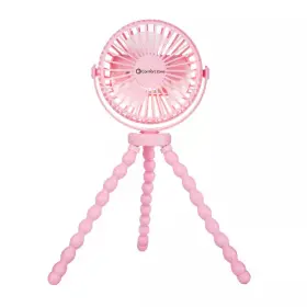 Comfort Zone 744110633399 4 Inch Tri-pod Stroller Fan With Flexible Legs 3-speed Rechargeable Pink