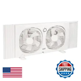 Comfort Zone B0ccywr4zb Living 9-inch Twin Window Fan 2 Speeds Individually 180