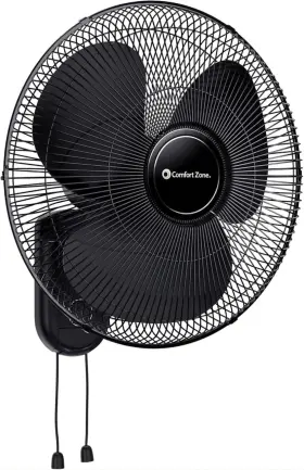 Cz12129 Comfort Zone 16-inch Oscillating Wall Mount Fan Quiet 16 Inches Black