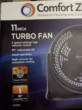 Cz12202 Comfort Zone 11in Turbo Fan 3 Speed 90 Tilt High Velocity Quiet Operation