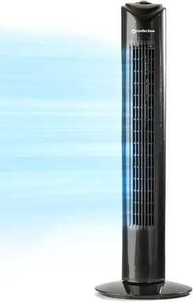 Cz12386 Comfort Zone 32 Inch 3-speed Oscillating Portable Tower Fan With Carry Handle Black
