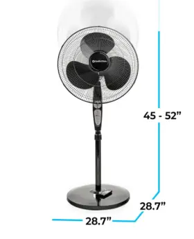 Cz12398 Comfort Zone 18 Inch Oscillating Pedestal Fan With Remote 3-speed Timer Black