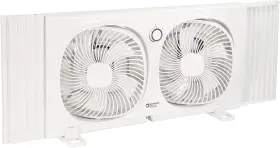 Cz329wt Comfort Zone 9 Inch Dual Window Fan With 180 Rotating Fans White