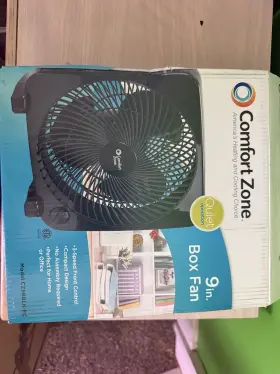 Cz9blk-ef Comfort Zone 9 Inch Box Fan Black Portable Quiet 3-speed Compact Electric