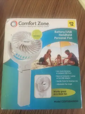 Czbt5basbdg Comfort Zone Personal Handheld Fan Usb /battery Operated Tilt