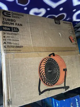 1008624080 Commercial Electric Turbo Drum Fan 16in Orange 2800 Cfm High Velocity Steel