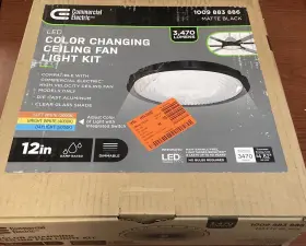 Liak366a-mbk Commercial Electric New Ce 3470 Lumen Led Velocity Matte Black Ceiling Fan Light Kit B153 #2