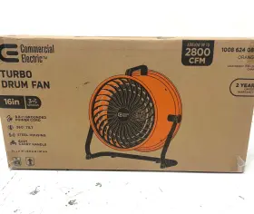 Sfd5-400b Commercial Electric 16 Inch 3-speed Drum Floor Fan In Orange High Velocity Turbo