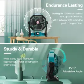 Conbola 705353309717 Portable Battery Operated Fan With Led Lantern 10400mah Outdoor Small R #3