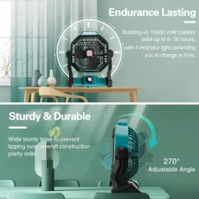 Conbola 750226660150 Portable Battery Operated Fan With Led Lantern 10400mah Outdoor Small Rechar #3