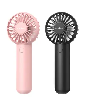 Coohea 683404962015 2-pack Handheld Fan Portable For Travel 3 Speeds Powerful Mini Batter