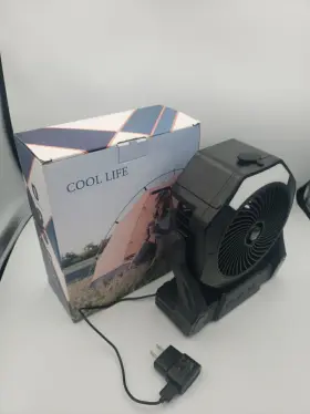 Cool Life 727309188870 Quiet Battery-powered Misting Fan With Led Light And Non-slip Base For Outdoor Use