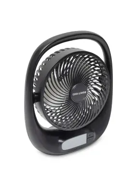 Cool-living 079902216499 Cool- Portable Rechargeable Fan With Led Night Light Black