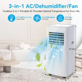 Coolblus 850059544709 Portable Air Conditioners 12000 Btu Conditioner Cool Up To 550 Sq.ft 3- Inch #2
