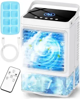 8-cube Coolech 707876858079 Small Air Conditioner With 3 Speeds&3 Modes Remote 1100ml Tank Ice Tra
