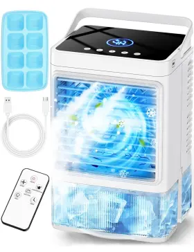8-cube Coolech 731029233932 Small Air Conditioner With 3 Speeds&3 Modes Remote 1100ml Tank Ice Tra