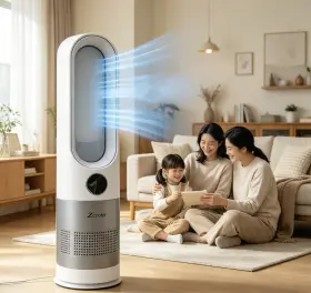 Faryuan-uml-018 Cooler Bladeless Tower Fan 22 Inch Quiet Cooling With Remote Timer For Bedroom