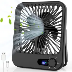 Cooperwin 705353911095 Small Desk Fan 100 Speeds Personal Portable Rechargeable With Battery Power