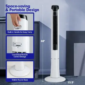 F1w-10n14-a5u1-it Costway Tower Fan 48 Inch With 80 Oscillating Bladeless Remote Led Control #3