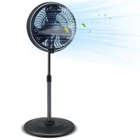 Hcst01775 Costway 16 Inch Oscillating Fan Misting Pedestal With Hose Connector 3 Micro-mist Levels