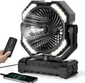 Mf-b-001 Covozon 20000mah Portable Misting Fan Usb Rechargeable Camping With Led Light Batt