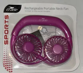 Crane 061461596620 Portable Neck Fan Recharging New Foldable 3 Speeds