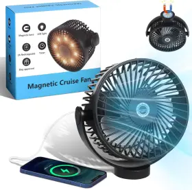 Cruiseau 445045226214 Magnetic Cruise Fan With 8000mah Rechargeable Battery Led Light Timer&power Ou