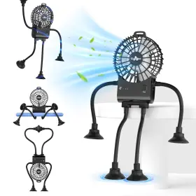 Cutehoo 704505375761 Portable Robot Fan Man Desk Rechargeable With Suckers Small For Off