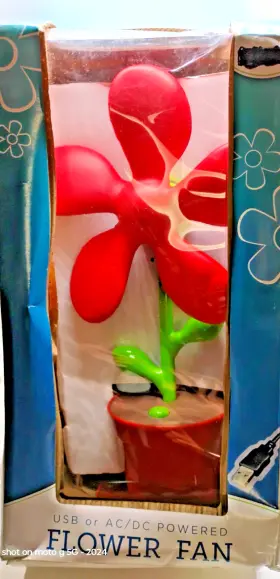 Cvs 050428406588 Flower Fan Usb/ Ac/dc Powered Orange Red Color In Pot So Cute V30388 C1