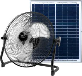 Cd-f211 Cyberdax 14 Inch Portable Rechargeable Table Fan With Solar Panel Powered And Ac Charger