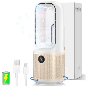 Dcvredf 702401626291 Desk Fan - Small Quiet Bladeless Table 14 Inch Usb Rechargeabl... Fast Ship