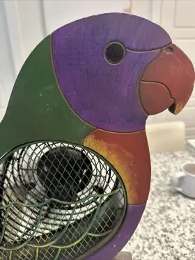 Dbf0110 Deco Breeze Macaw Parrot Wood Figurine Table Fan Model Electric Preowned #2