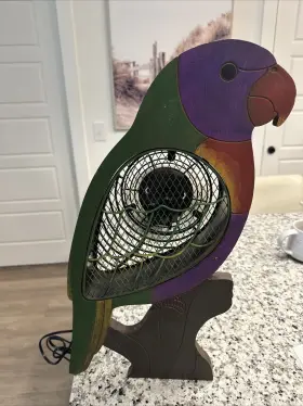 Dbf0110 Deco Breeze Macaw Parrot Wood Figurine Table Fan Model Electric Preowned