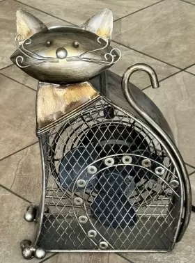 Dbf0257 Deco Breeze Cat Fan Metal Sculpture 11 Inch Tall Electric Desk Figurine Tested #2