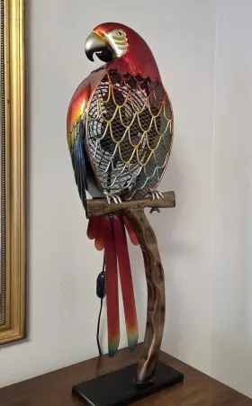 Dbf0338 Deco Breeze Electric 32 Inch Parrot Macaw Figurine Fan Metal Art Sculpture Excellent