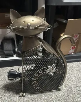 Dbf0358 Deco Breeze Metal Cat Figurine Fan Rare Tested