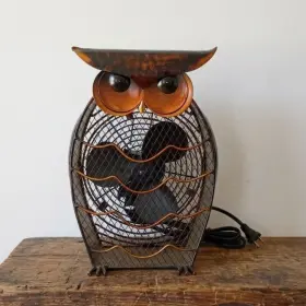 Dbf0365 Deco Breeze Owl Figurine Fan Metal Decorative Electric Desk Table Brown 13 Inch