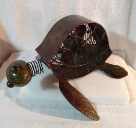 Dbf0378 Deco Breeze Sea Turtle Figurine Fan Metal Sculpture Decobreeze Electric