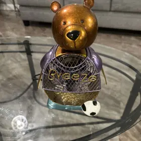 Dbf2011 Deco Breeze Bobble Head Bear Figurine Electric Fan Soccer Ball Tested Works