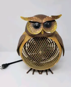 Dbh5424 Deco Breeze Bronze Black Metal Owl Two-speed Electric Circulating Fan Heater 12 Inch