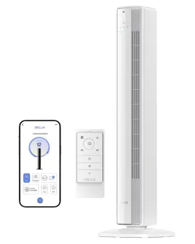 Della Tf01s-wh 2 Inch Smart Tower Fan For Bedroom 28ft/s Airflow Ultra Quiet 23db Cooling