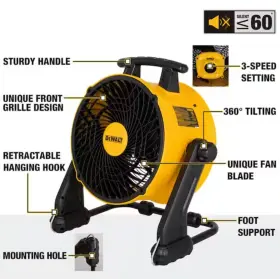 Dxf1616 Dewalt 16 Inch 3-speed Portable Job Shop Fan Benchtop Hanging 4000 Cfm #3