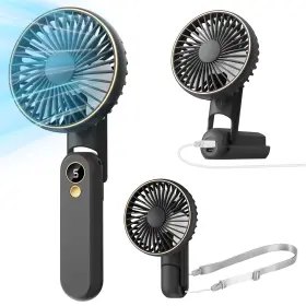 145645 Dhenrio Portable Handheld Fan Up To 15 Working Hours 180 Small Black
