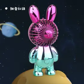 Dd5597 Dian Little Rabbit Handheld Or Desk Top Fan Gradient Electroplated Usb Charge