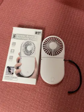Pb-0022 Digital Essentials 2-in-1 Portable Power Bank And Foldable Handheld Fan White