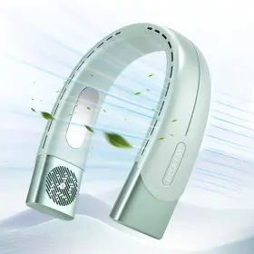 Fan-01 Domhoai Portable Neck Fan Hands Free Bladeless With 2 Cooling Normal Green