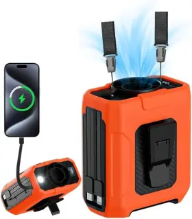 Domyle 313015424427 Portable Waist Fan Built-in Cable 10000mah Rechargeable Wearable Personal Shir