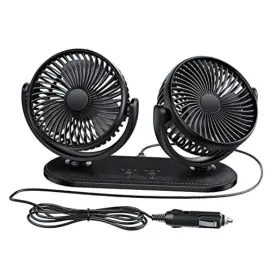 Dc201c Dongguan Ling Yi Technology Co Ltd Car Fan 12v / 24v Portable Auto Cooling Dual Head Rotatable Vehicle Fans